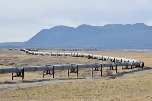 Oil Pipeline over land with hills